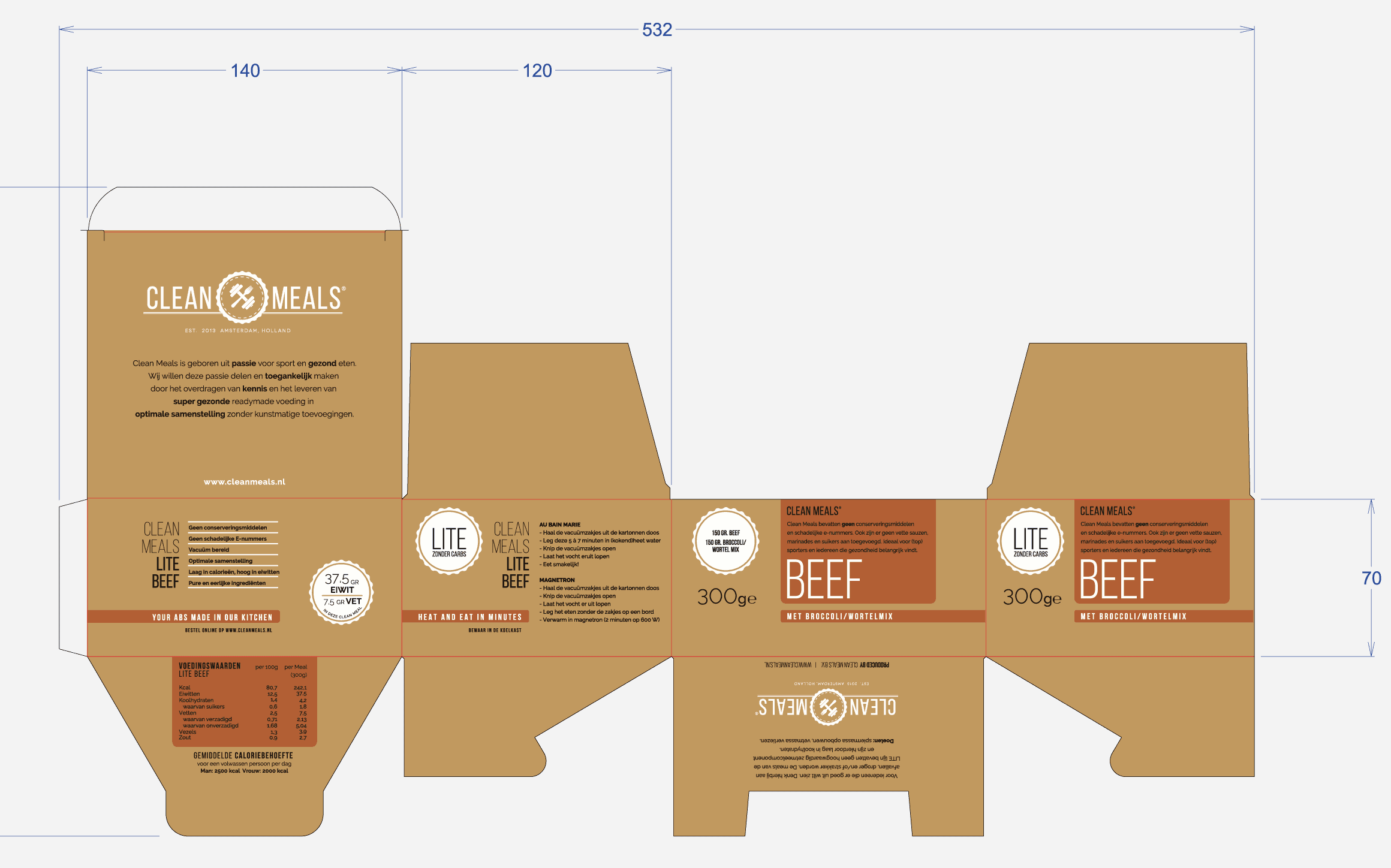 Ontwerp verpakkingen Clean Meals Amsterdam fitbrand fitbrandagency branding design fotografie webdesign