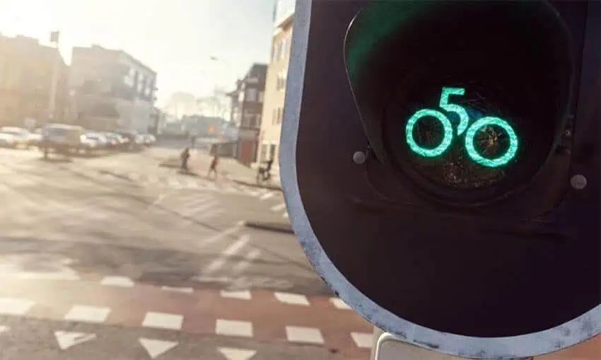 Groningen fietsstad logo als stoplicht