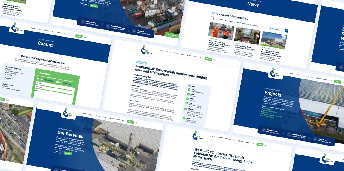 Previews van de ontwerpen voor de website van Well Engineering Partners gemaakt door Fitbrand