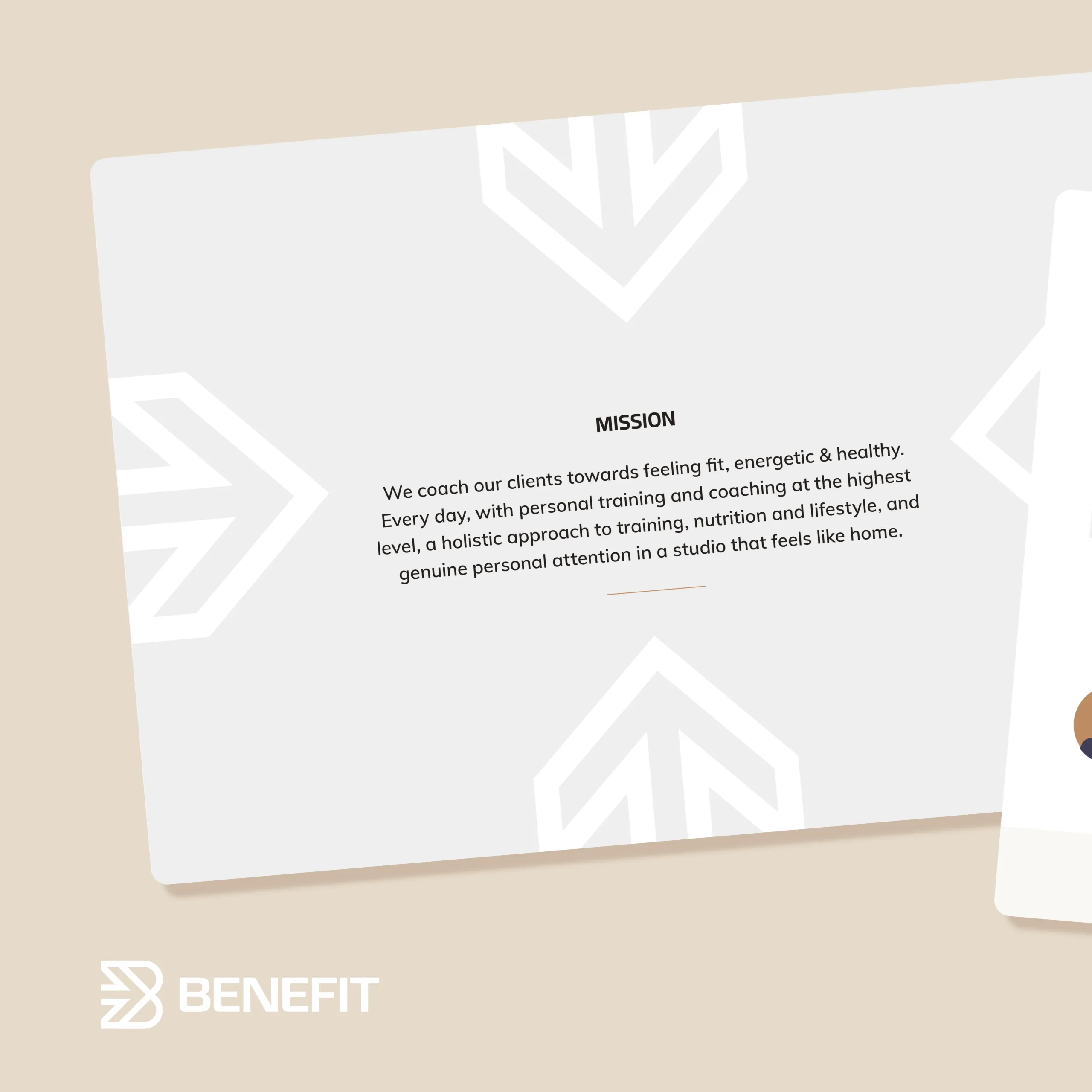 Teamguide Benefitstudio. De pagina met de missie. Door Fitbrand.