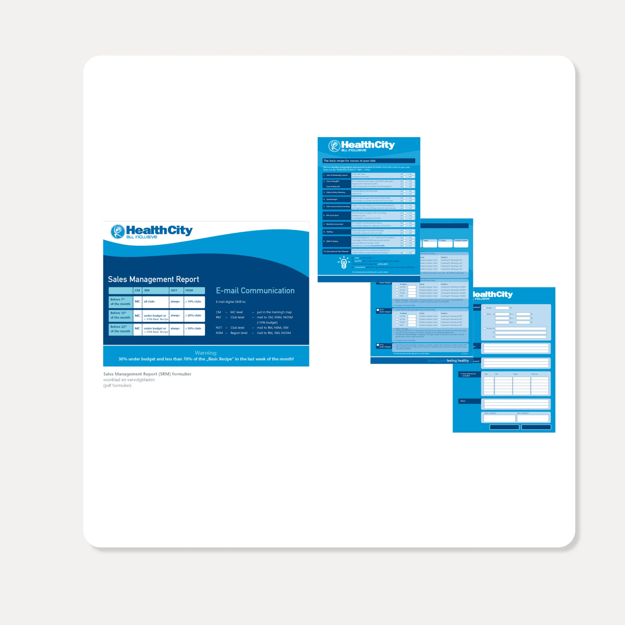 Het Sales Management Report met de bijbehorende invulbladen, formulierontwerp door Peter van der Steege