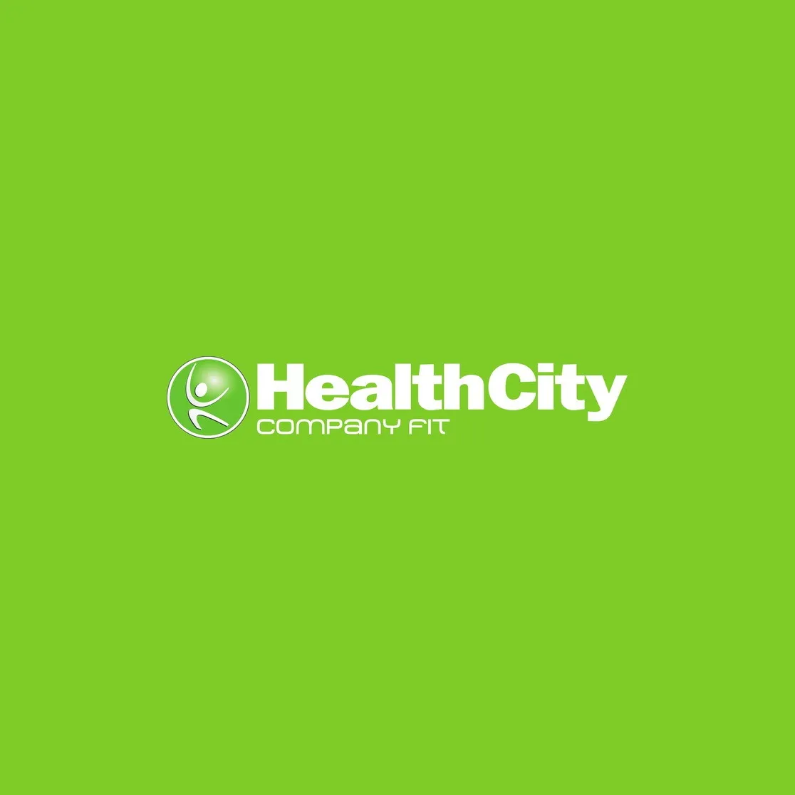 Logo HealthCity CompanyFit in wit op groen, merkidentiteit door Peter van der Steege
