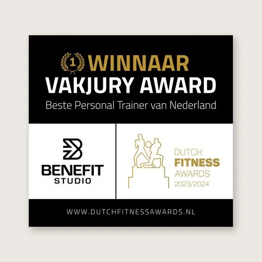 Winnaar Vakjury Award Beste Personal Trainer van Nederland, Dutch Fitness Awards, BeneFIT Studio. Door Fitbrand